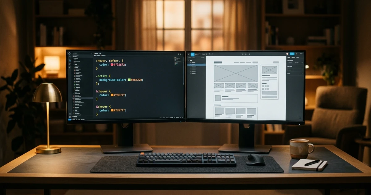 Clean developer workspace displaying modern CSS stylesheets and modular design systems