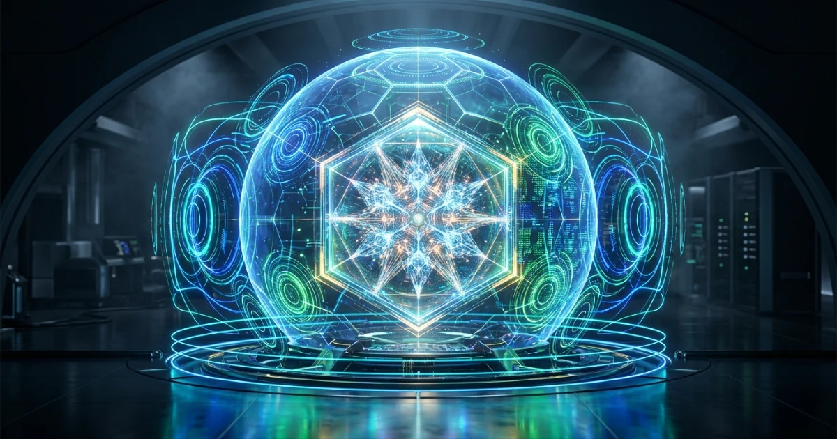 Futuristic cryptographic security shield safeguarding an autonomous neural AI agent network